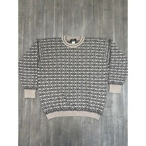 DAVIDE CENCI Pure Cashmere Sweater Italy Sz 52(L-XL) Mens Brown Geometric